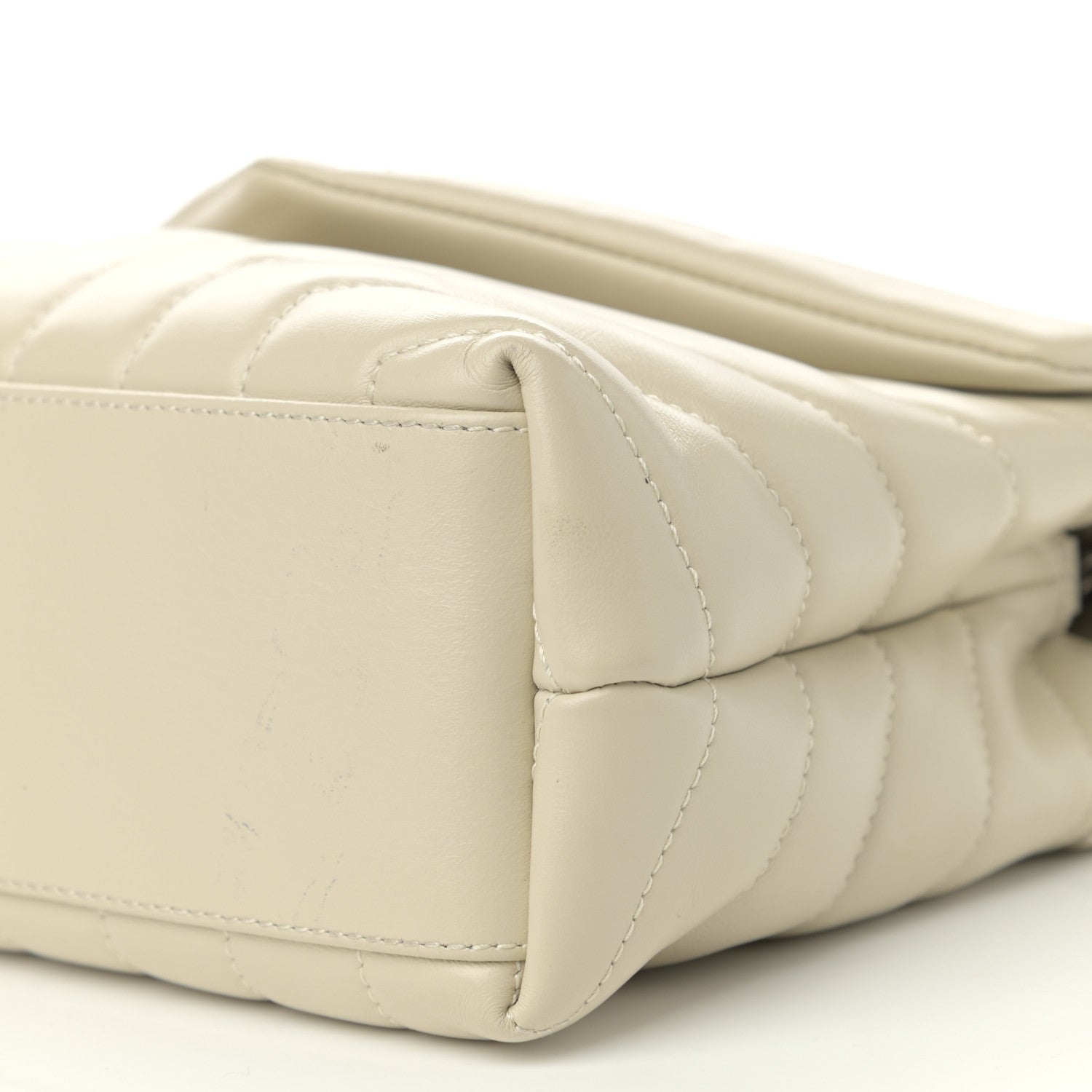 Saint Laurent Calfskin Y Quilted Monogram Small Loulou Chain Satchel Ivory 11 of 12