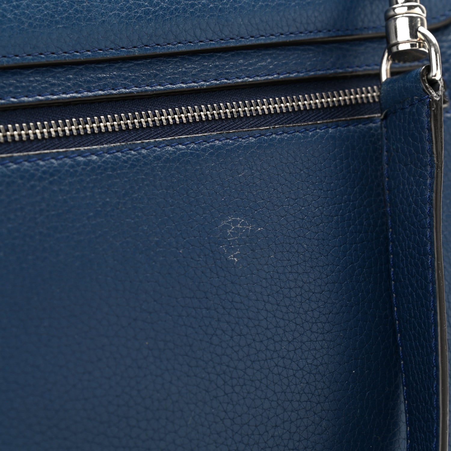 Celine Drummed Calfskin Suede Medium Trapeze Navy 15 of 16