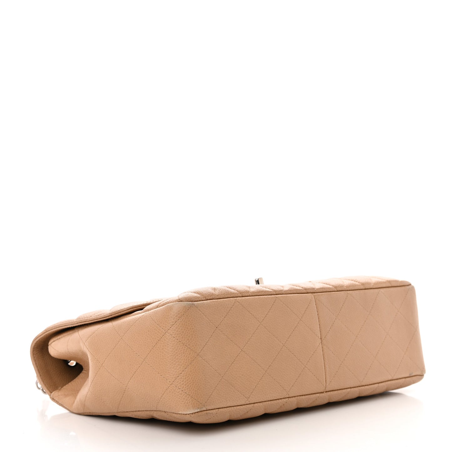 Caviar Quilted Jumbo Single Flap Beige