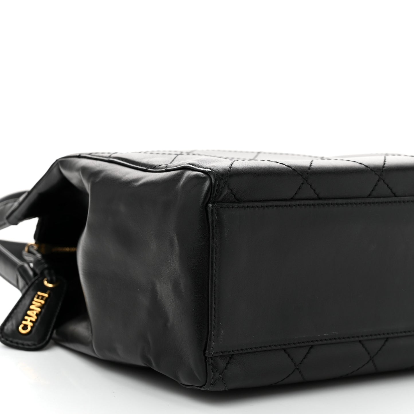Lambskin Stitched Shoulder Bag Black