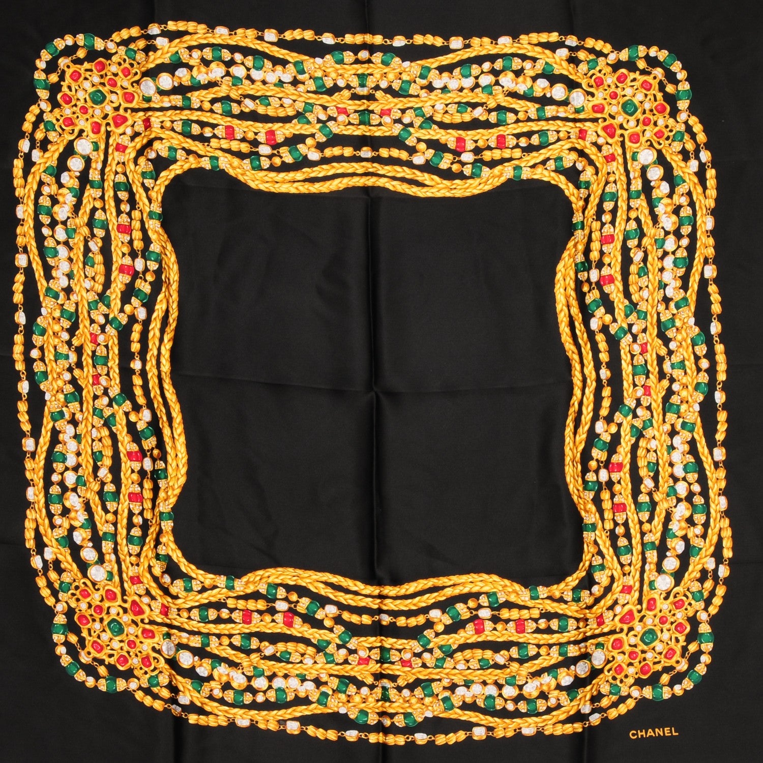 Chanel Silk Jewels Chain Scarf Black 1 of 3
