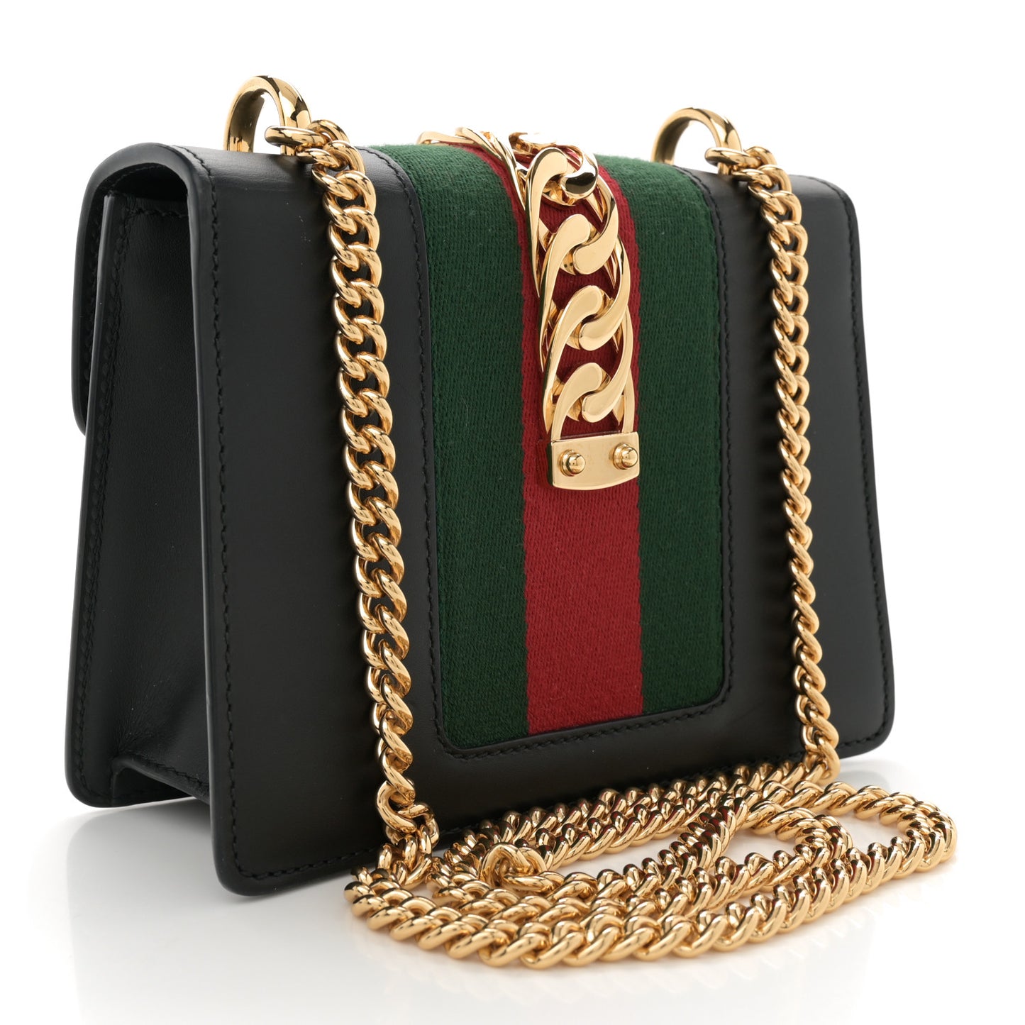 Calfskin Mini Sylvie Chain Shoulder Bag Black
