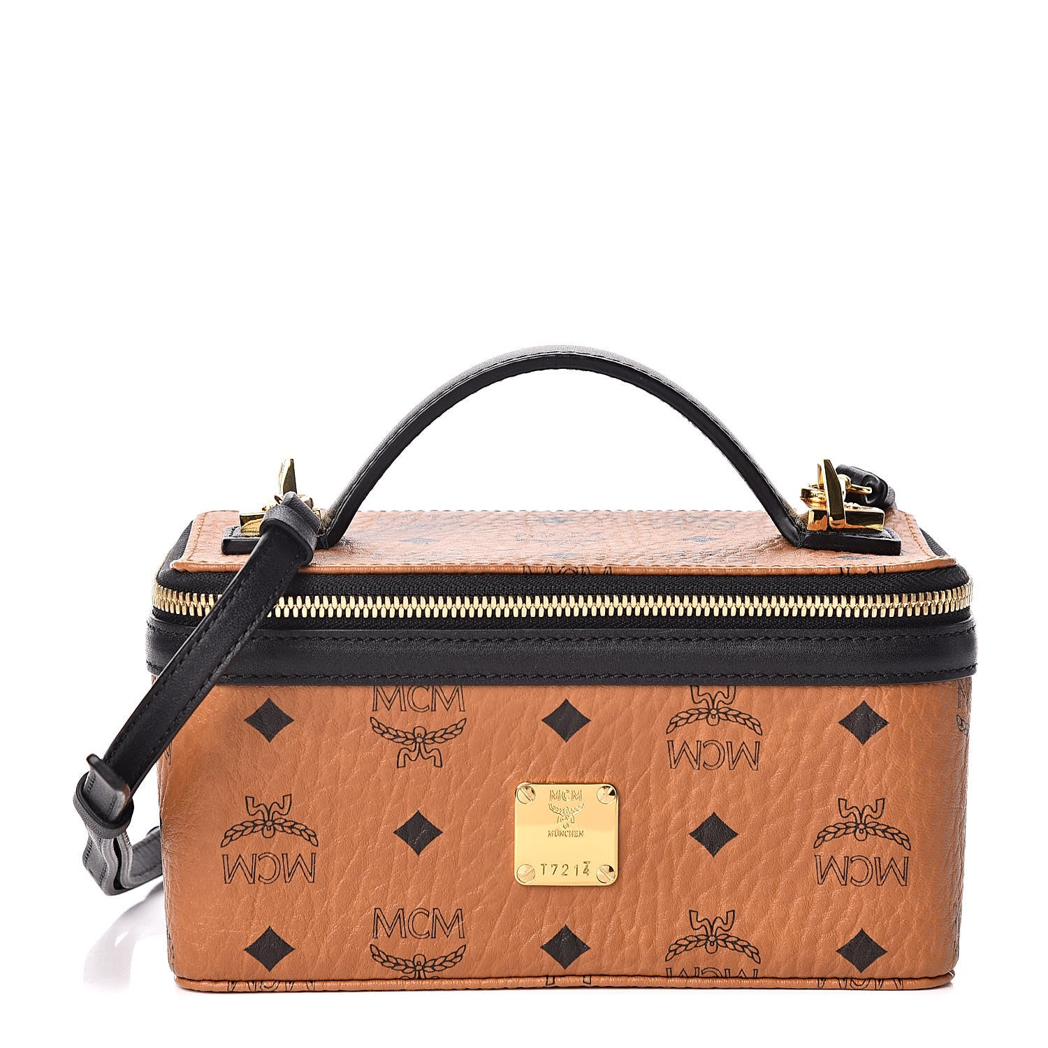 MCM Visetos Vanity Case Cognac Black 1 of 9