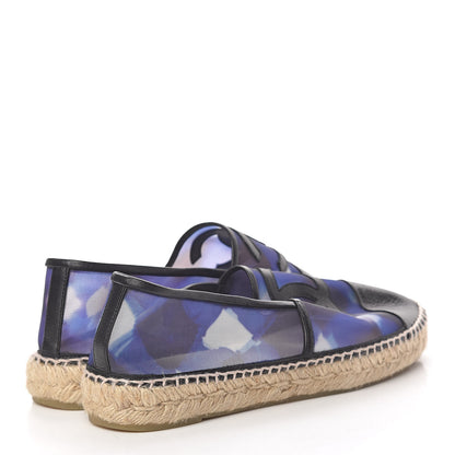 Chanel Mesh Lambskin Check Print CC Espadrilles 40 Blue Black White 4 of 16