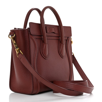 Celine Drummed Calfskin Nano Luggage Grenat 3 of 11