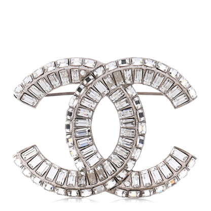 Chanel Baguette Crystal CC Brooch Silver 1 of 4