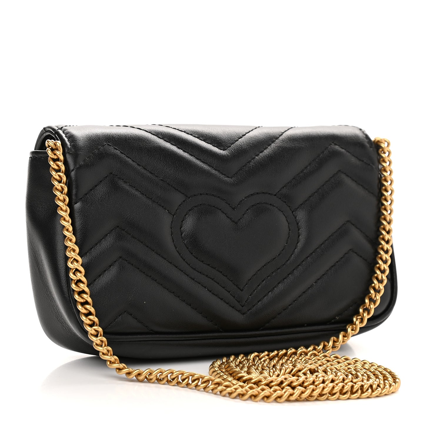 Calfskin Matelasse Super Mini GG Marmont Shoulder Bag Black