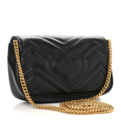 Gucci Calfskin Matelasse Super Mini GG Marmont Shoulder Bag Black 3 of 11