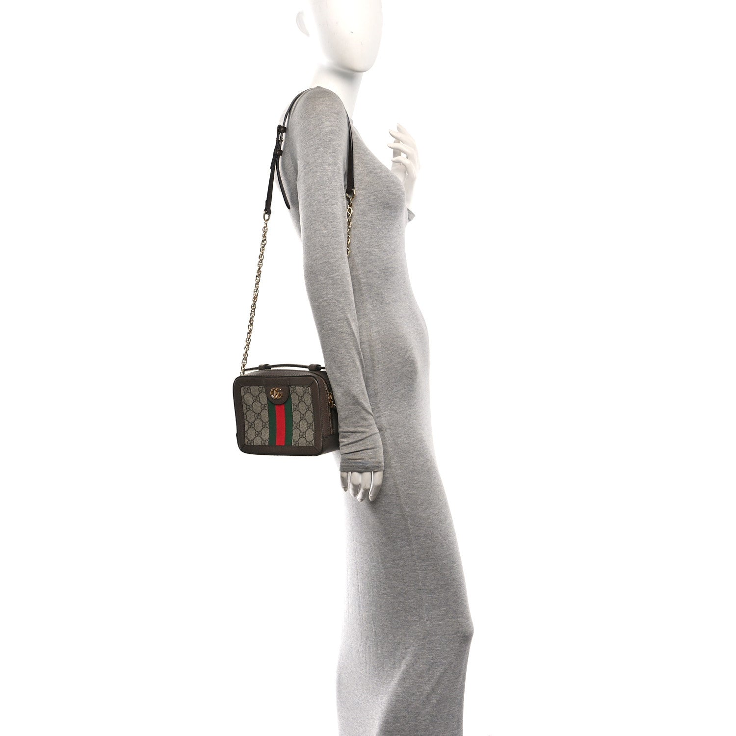 Gucci GG Supreme Monogram Mini Ophidia Top Handle Shoulder Bag Brown 2 of 11