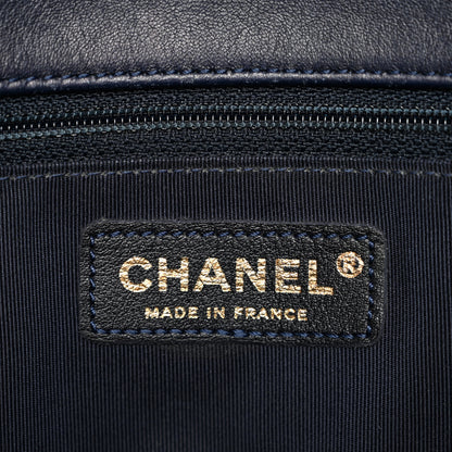 Chanel Lambskin Braided Woven Medium Boy Flap Navy Black 6 of 17