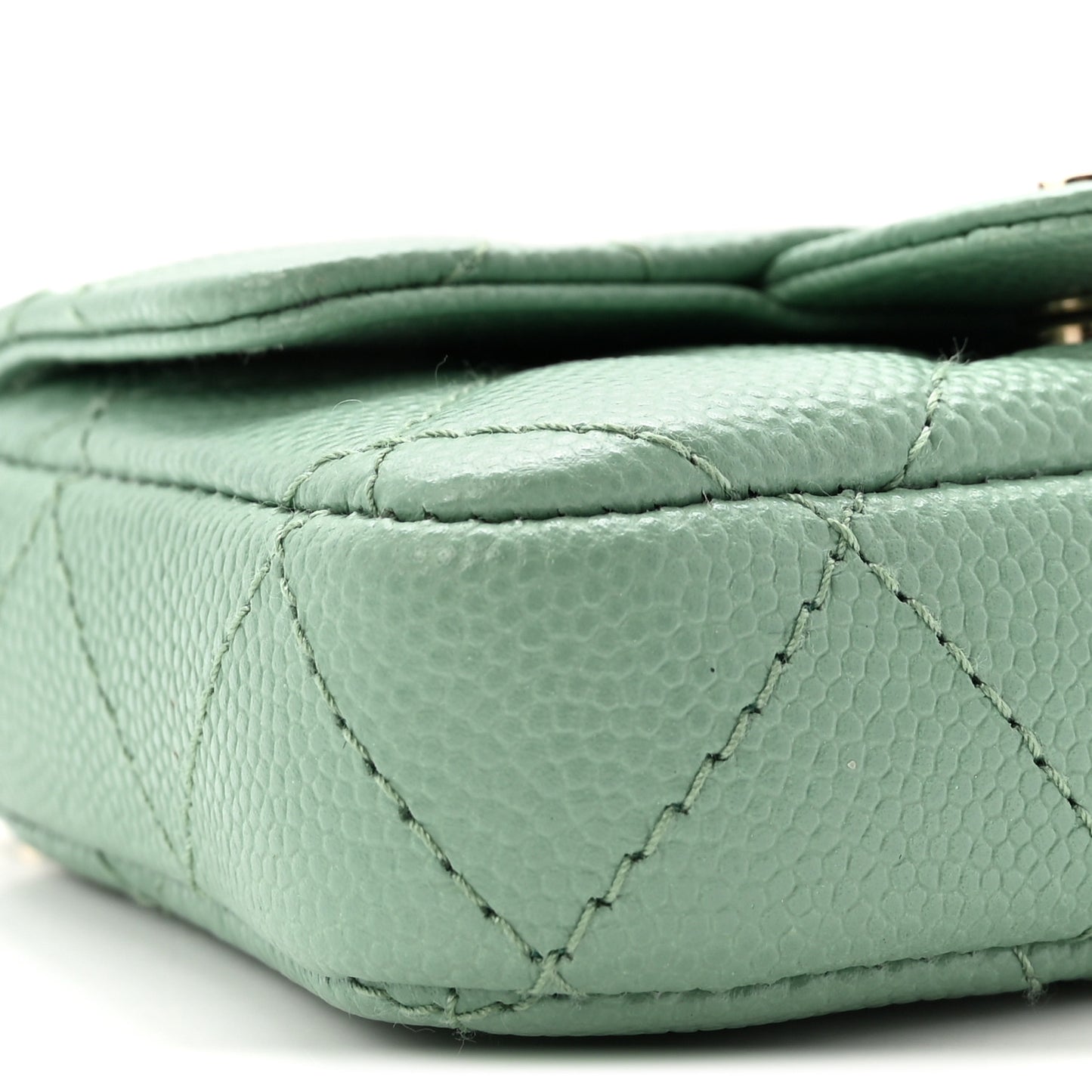 Caviar Quilted Mini Chain Belt Bag Light Green