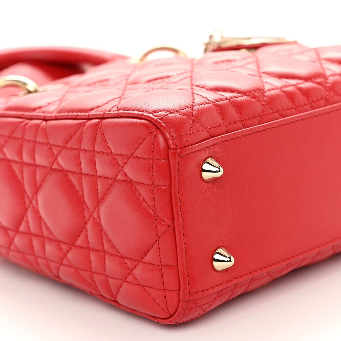 Lambskin Cannage Small Lucky Badges My Lady Dior Red