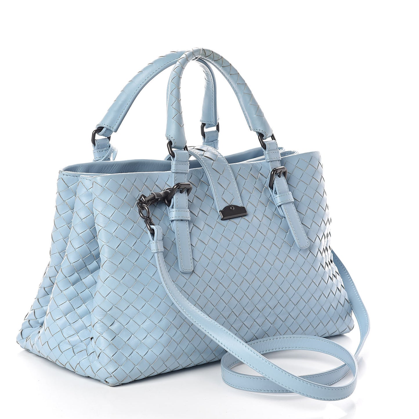 Light Calf Intrecciato Small Roma Topazio
