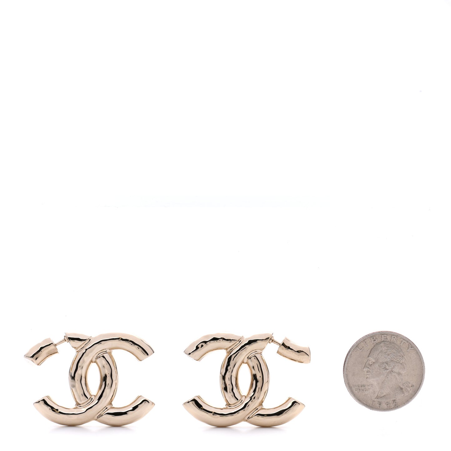 Metal Large CC Earrings Light Gold
