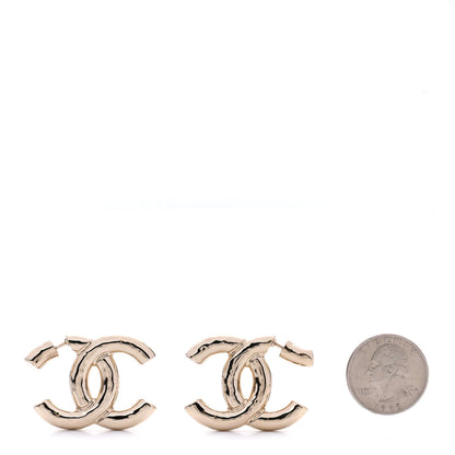 Chanel Metal Large CC Earrings Light Gold 2 of 4