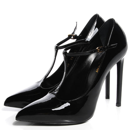 Saint Laurent Patent T-Strap Pumps Black 39 3 of 7
