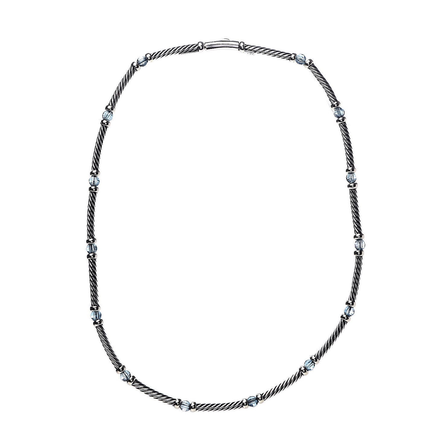 Sterling Silver 14K Yellow Gold Blue Topaz Metro Necklace