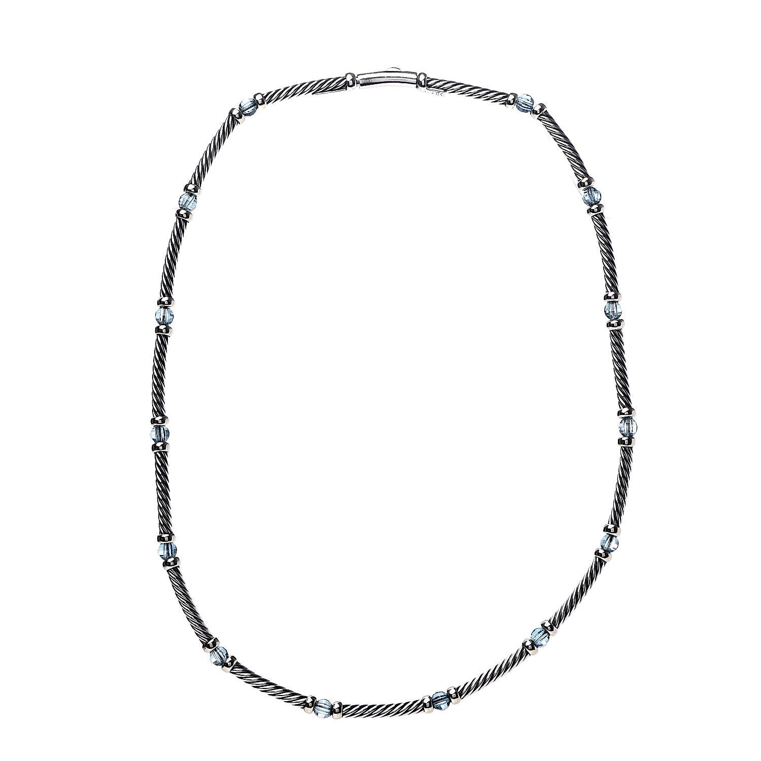 David Yurman Sterling Silver 14K Yellow Gold Blue Topaz Metro Necklace 3 of 4