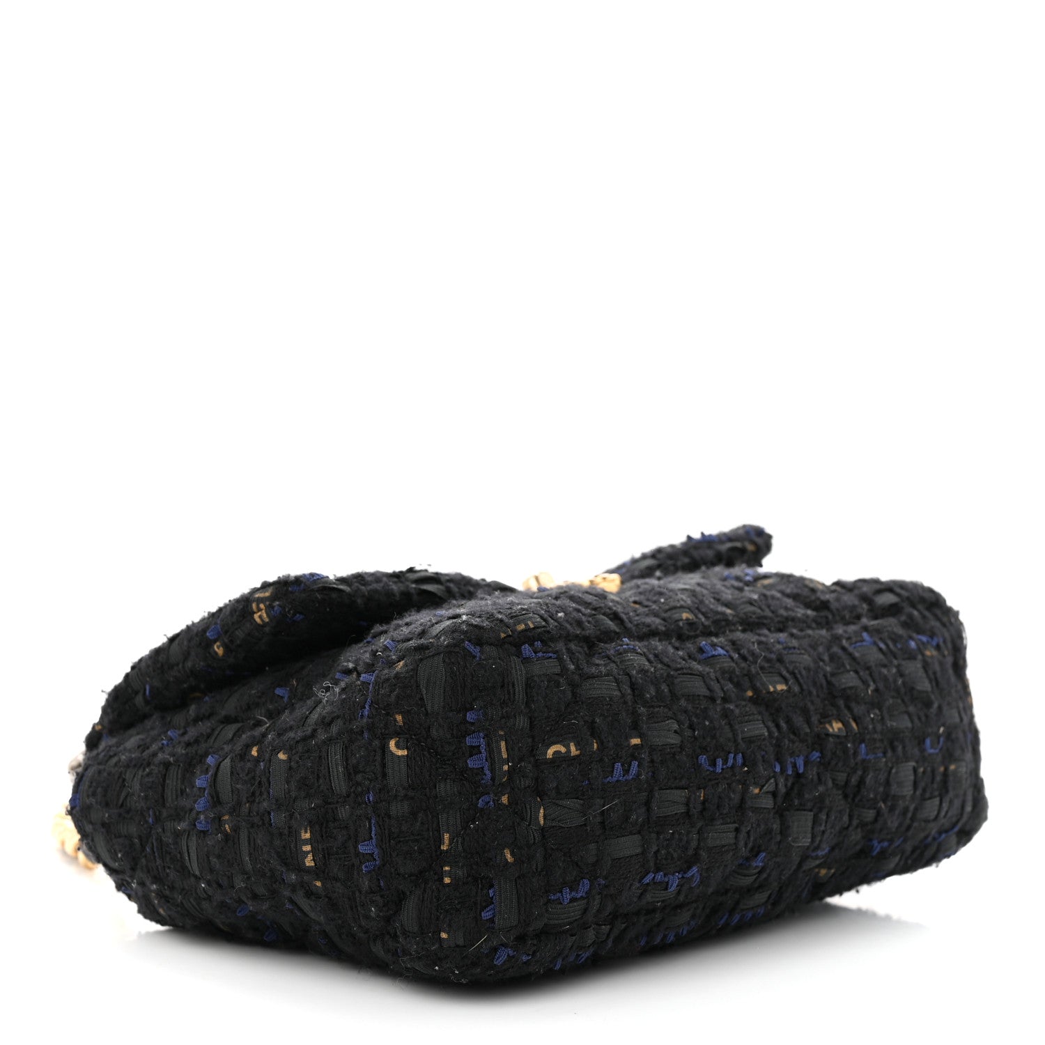 Chanel Tweed Quilted Medium Chanel 19 Flap Black Navy Gold 4 of 11