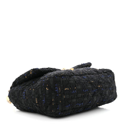 Chanel Tweed Quilted Medium Chanel 19 Flap Black Navy Gold 4 of 11