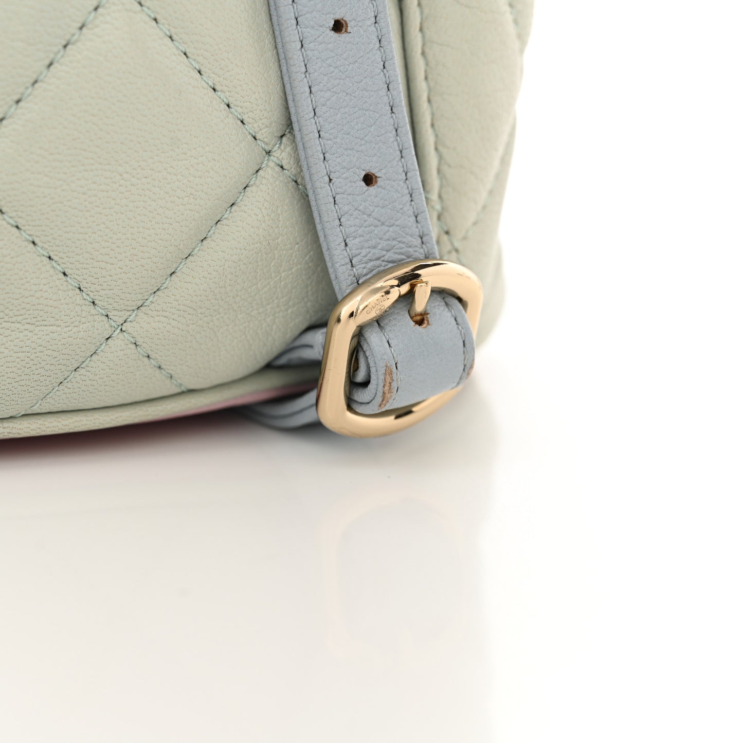 Goatskin Quilted Duma Drawstring Backpack Green Blue Pink