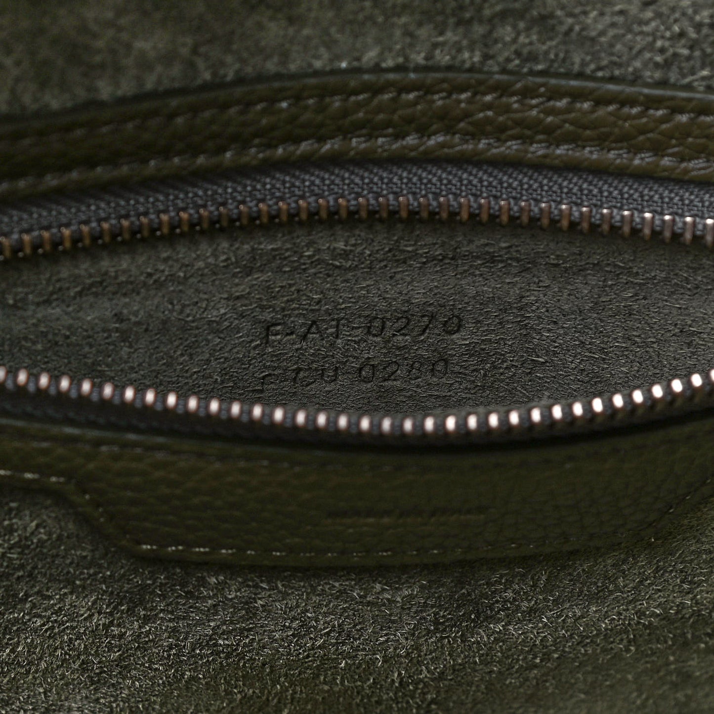 Drummed Calfskin Micro Luggage Dark Olive