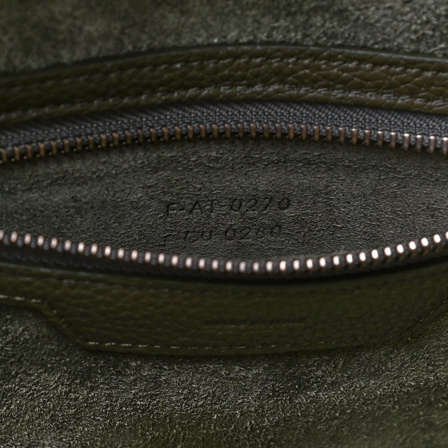 Celine Drummed Calfskin Micro Luggage Dark Olive 8 of 14