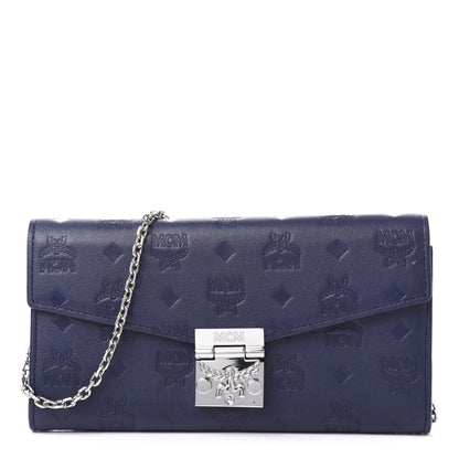 MCM Calfskin Ottomar Large Patricia Wallet On Chain Navy Blue 1 of 9