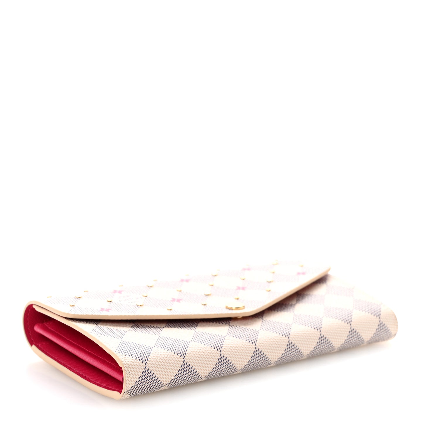 Damier Azur Studded Sarah Wallet NM Fuchsia