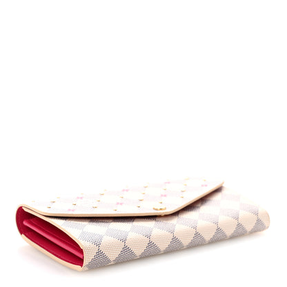 Louis Vuitton Damier Azur Studded Sarah Wallet NM Fuchsia 4 of 8