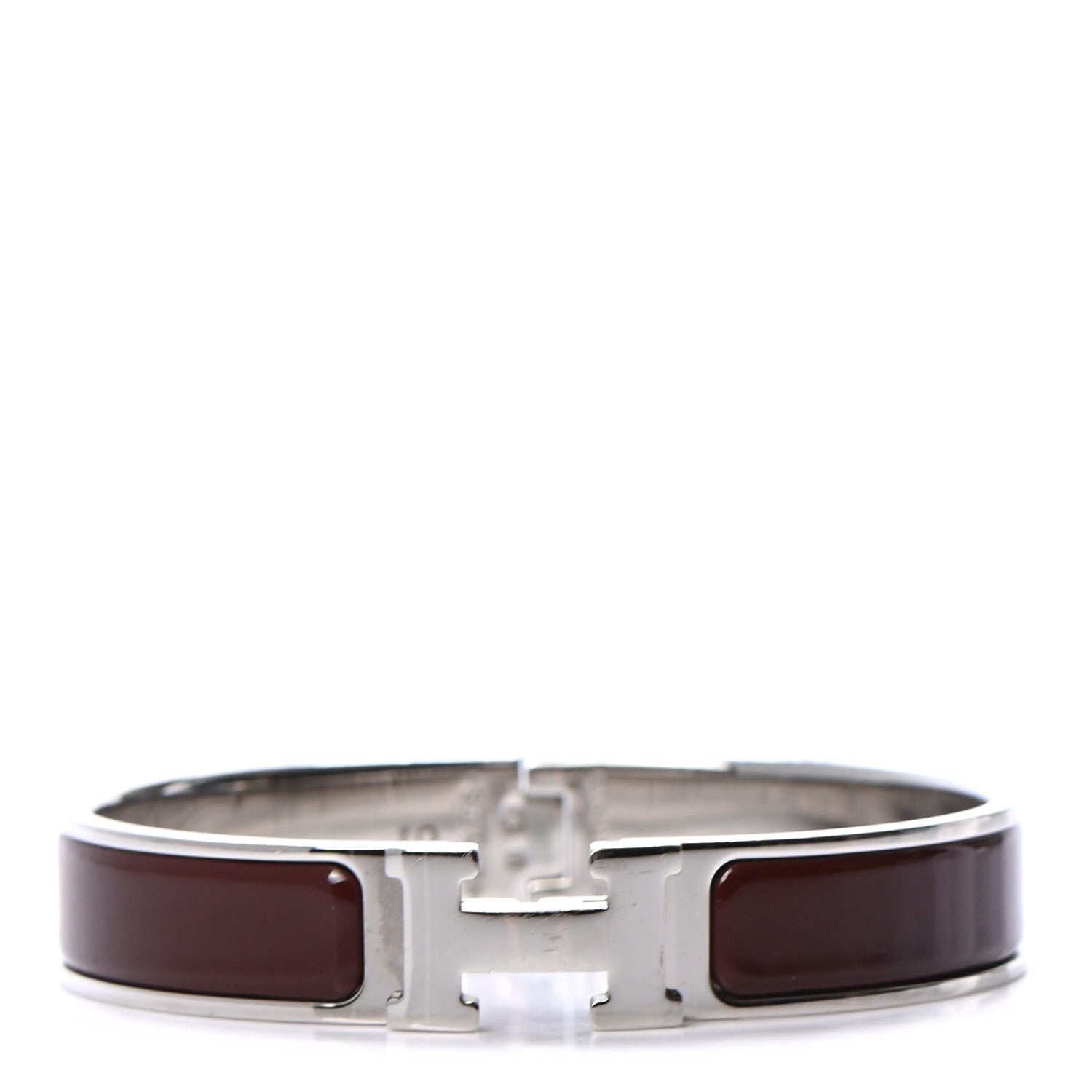Hermes Enamel Narrow Clic Clac H Bracelet PM Burgundy 1 of 4