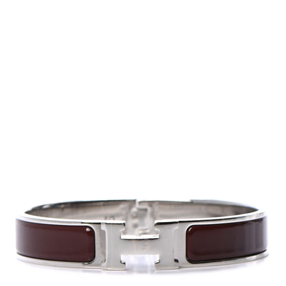 Hermes Enamel Narrow Clic Clac H Bracelet PM Burgundy 1 of 4