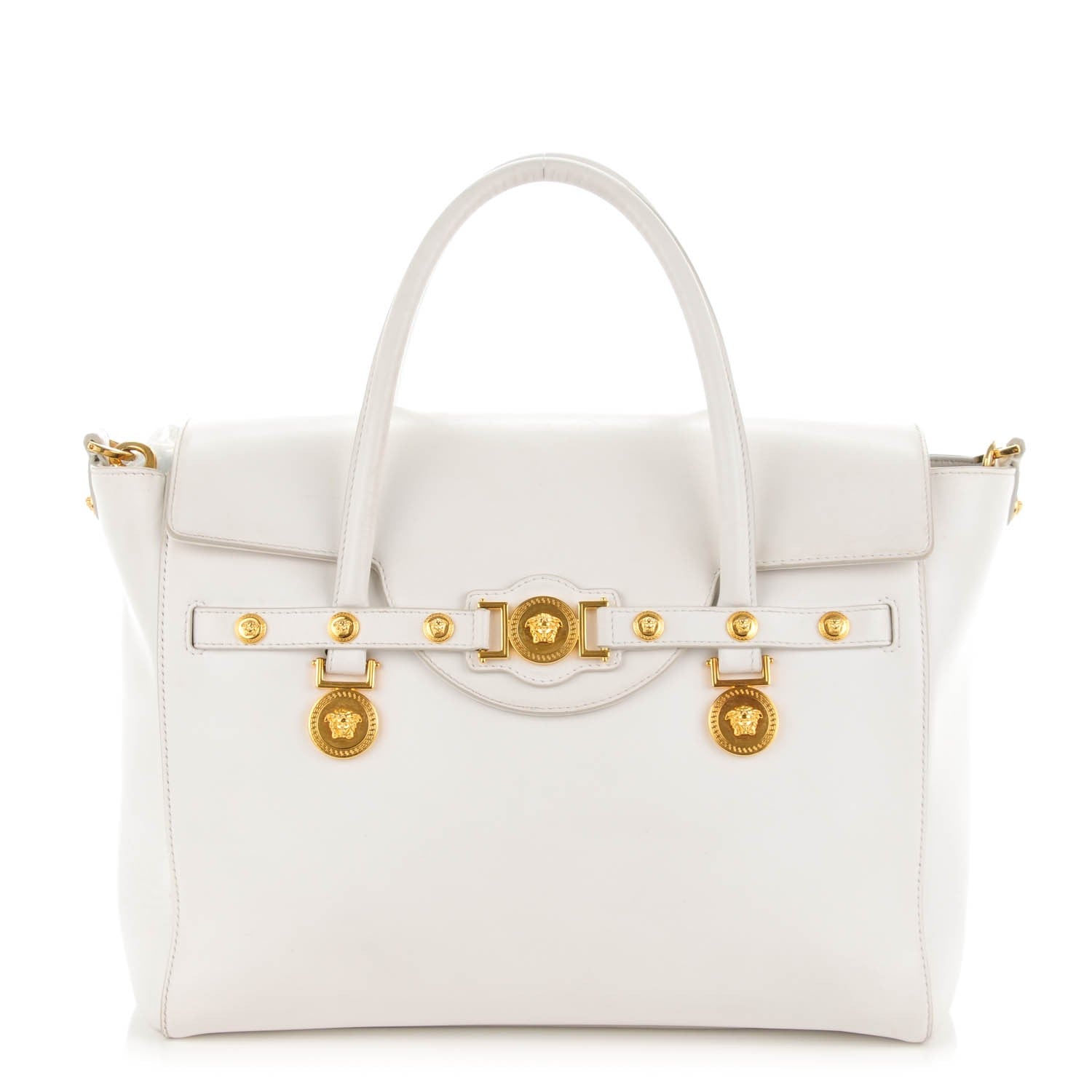 Versace Vitello Calfskin Large Signature Tote White 1 of 7