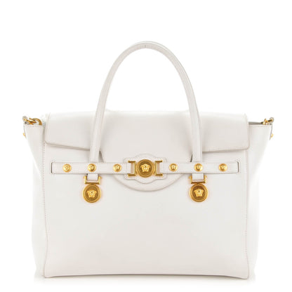 Versace Vitello Calfskin Large Signature Tote White 1 of 7