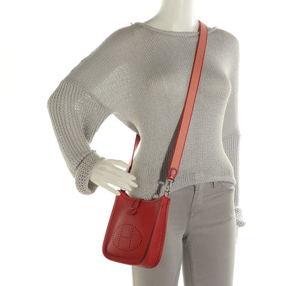 Hermes Taurillon Clemence Evelyne TPM Rouge Casaque Crevette 2 of 16