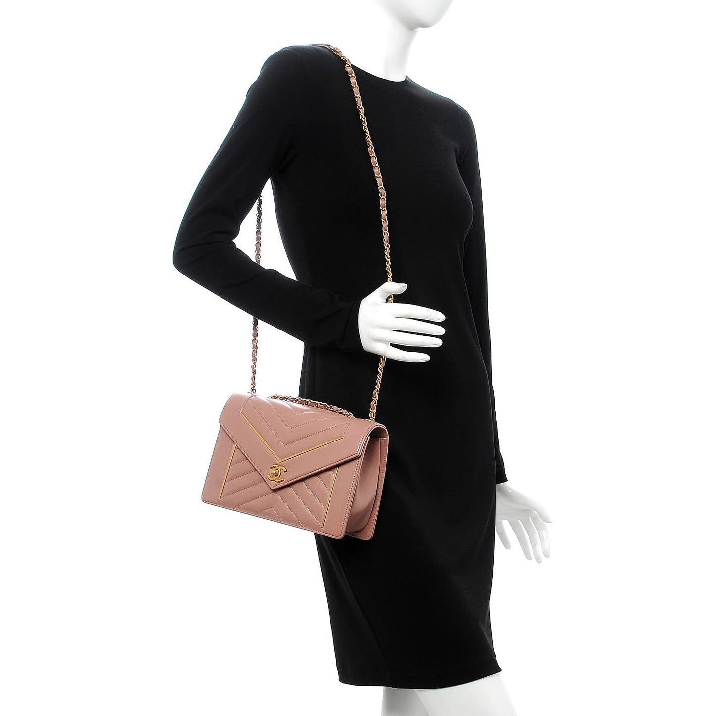 Lambskin Chevron Quilted Flap Beige