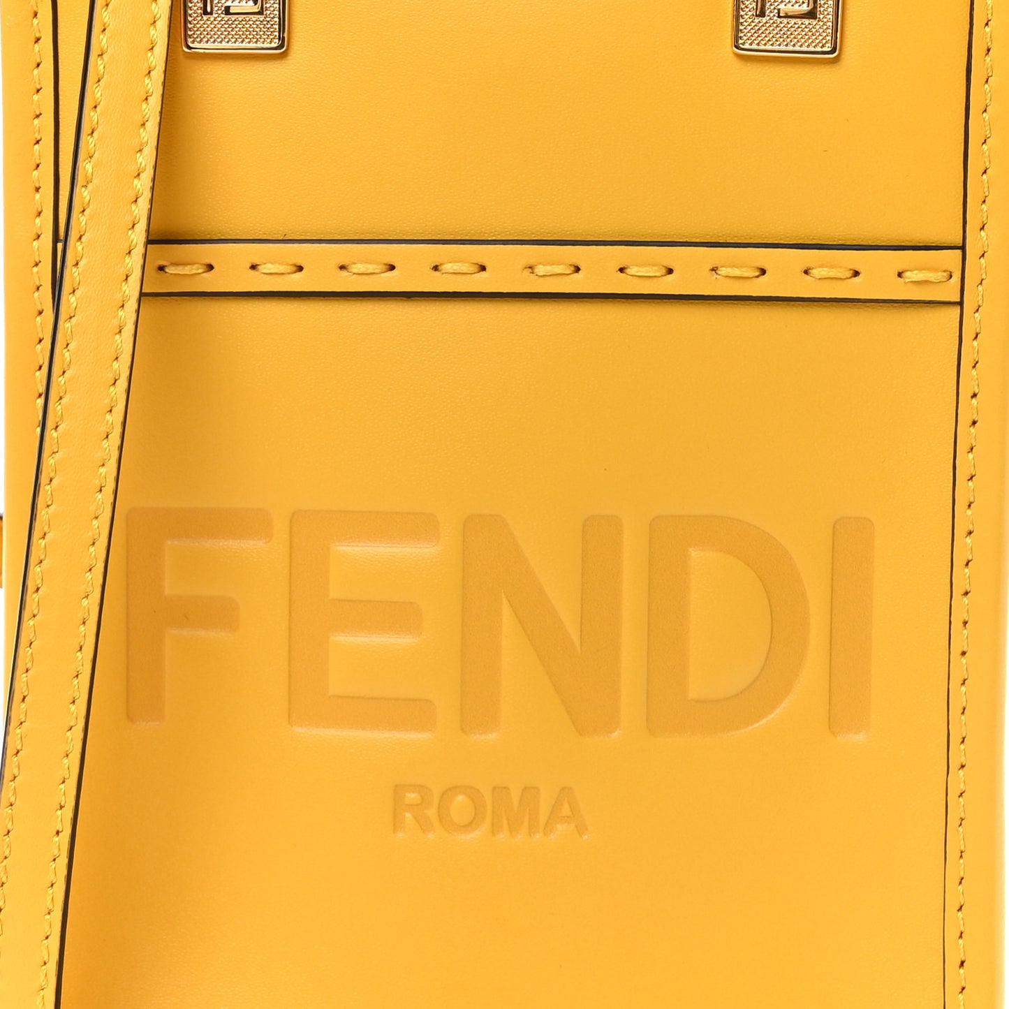 Vitello King Plexiglass Logo Embossed Mini Fendi Sunshine Shopper Tote Mimosa