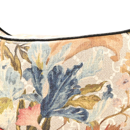 Gucci GG Supreme Monogram Water Flora Web Mini Ophidia Half Moon Hobo Beige White Multicolor 7 of 9