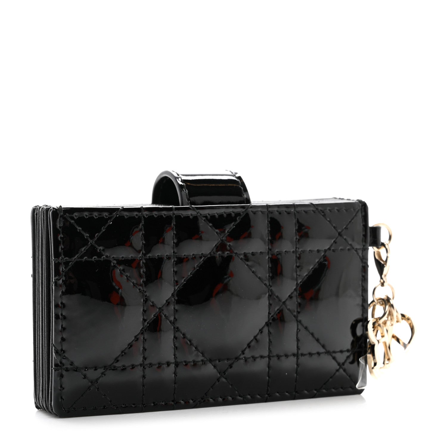 Christian Dior Patent Cannage Lady Dior 5-Gusset Card Holder Black 3 of 9