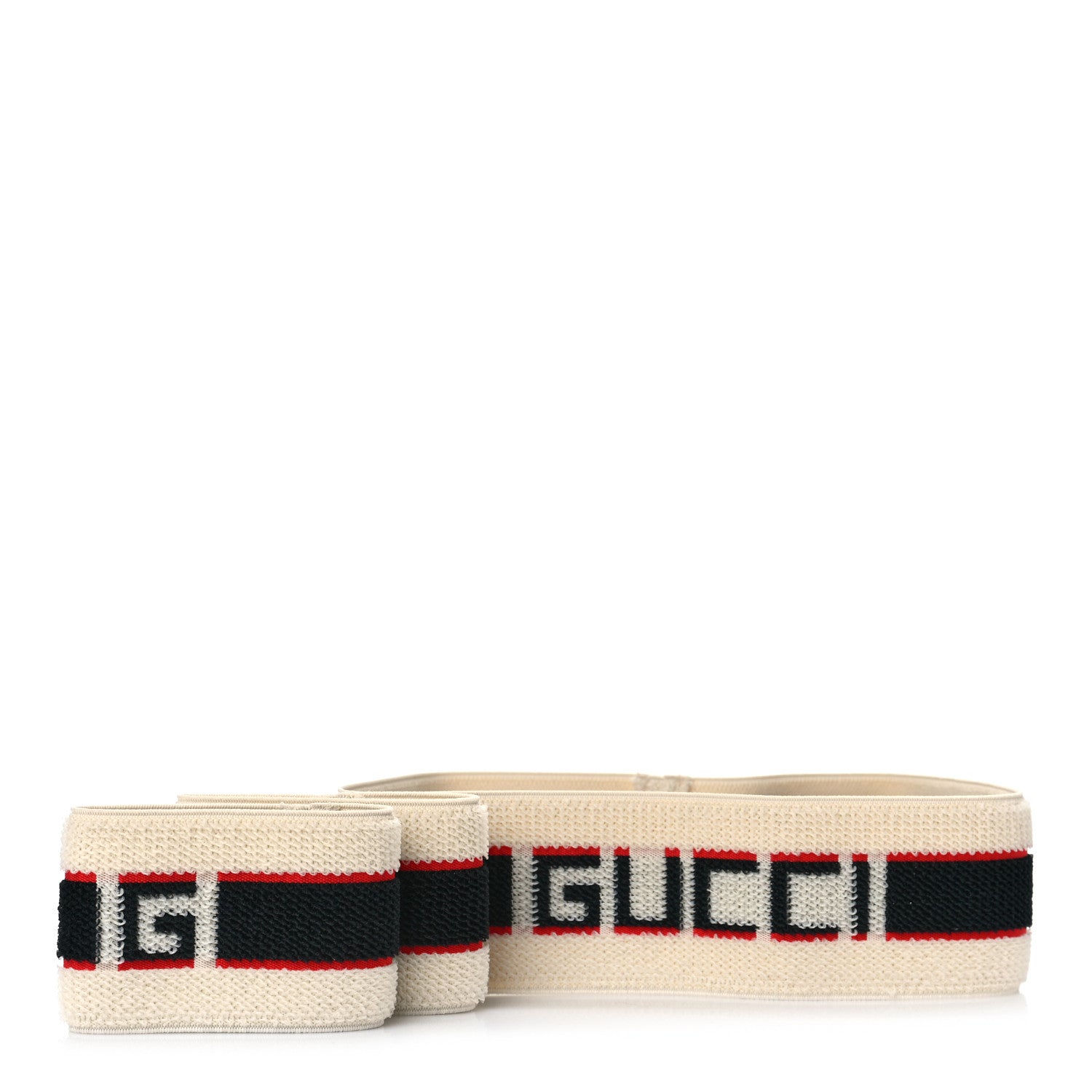 Gucci Cotton Logo Headband and Wrist Set White Navy Red 1 of 7
