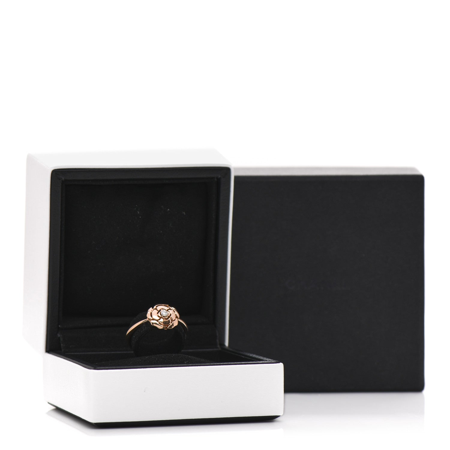 Chanel 18K Rose Gold Diamond Extrait de Camelia Ring 56 7.5 7 of 7