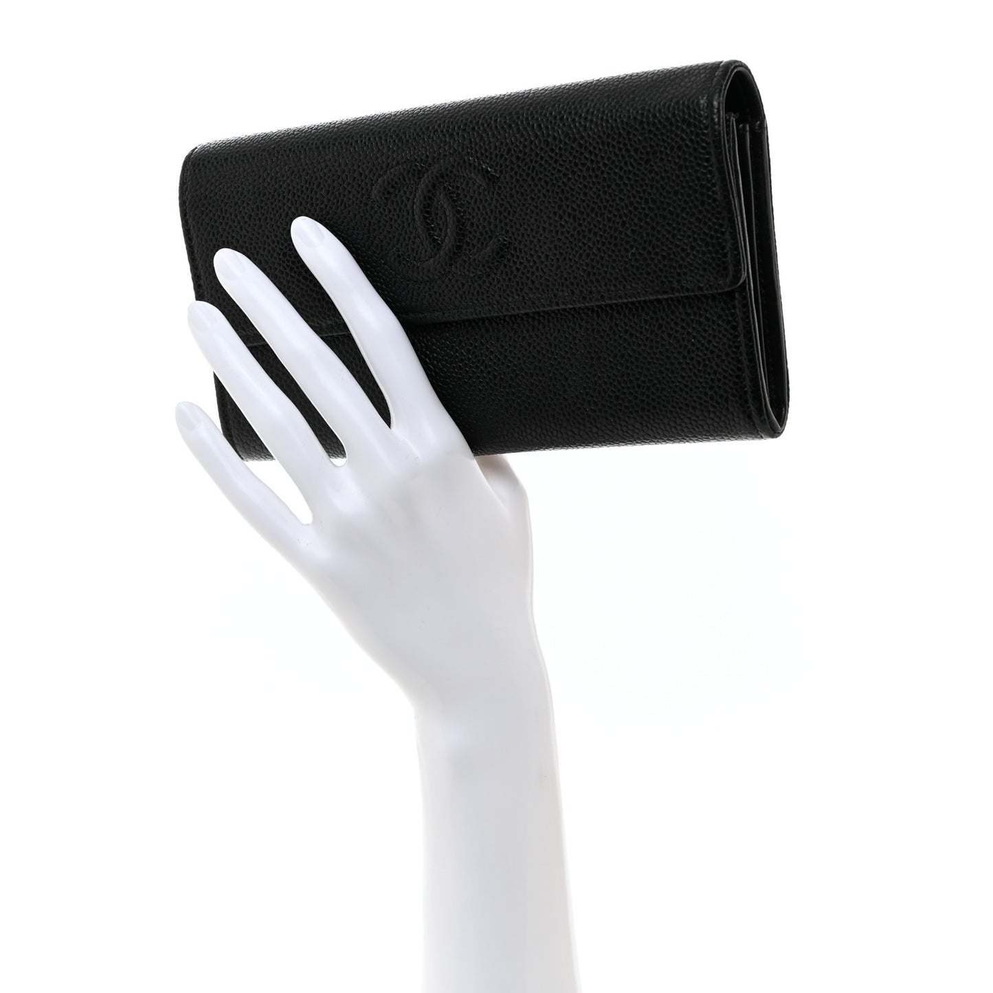 Caviar Timeless CC Large Gusset Flap Wallet Black