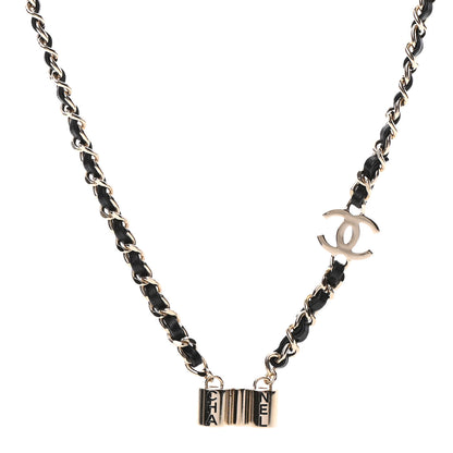 Chanel Metal Lambskin CC AirPods Necklace Gold Black 1 of 4