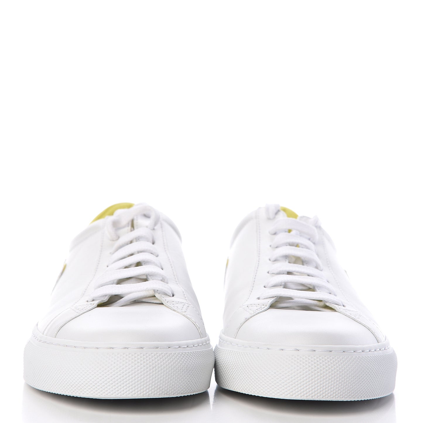 Calfskin Reverse Logo Womens Urban Street Sneakers 38 White Yellow