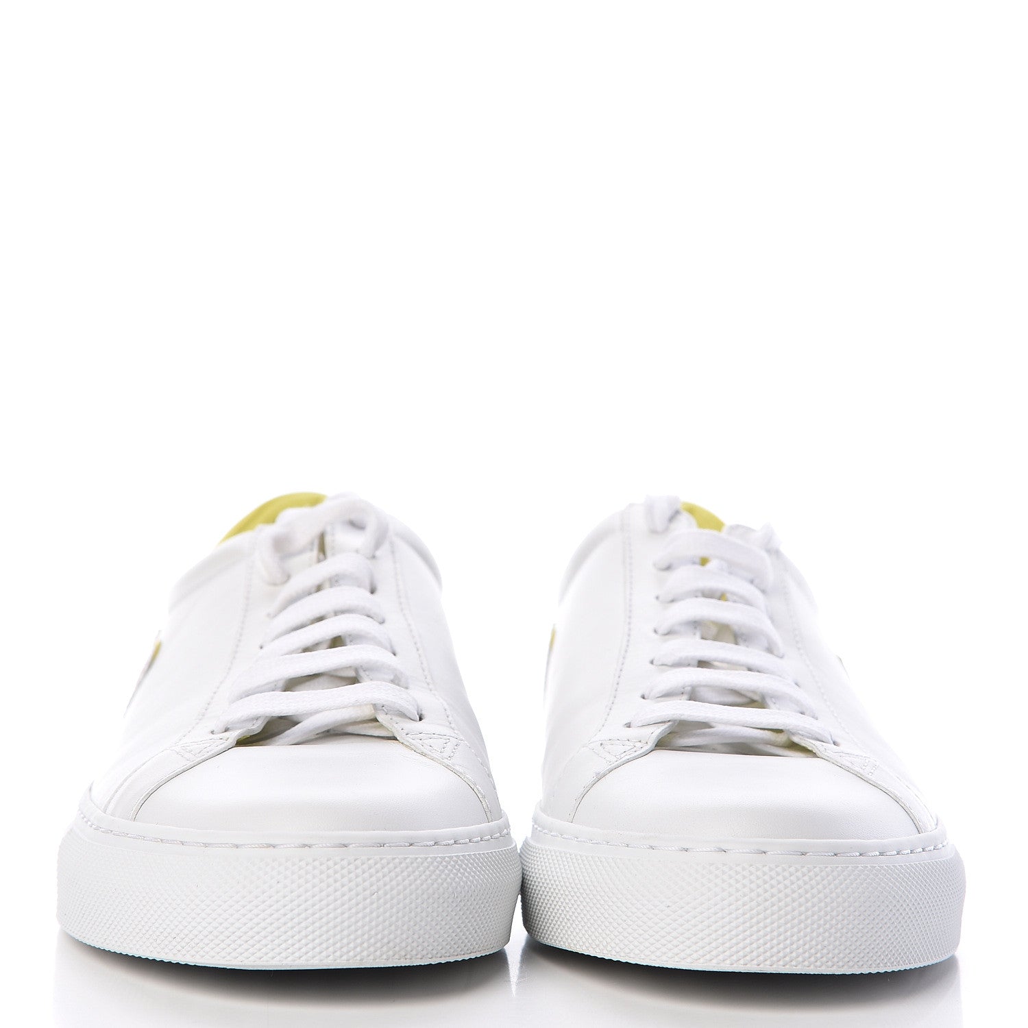 Givenchy Calfskin Reverse Logo Womens Urban Street Sneakers 38 White Yellow 2 of 10