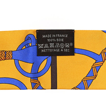 Hermes Silk Panoplie Equestre Fringed Twilly Curry Bleu 4 of 4