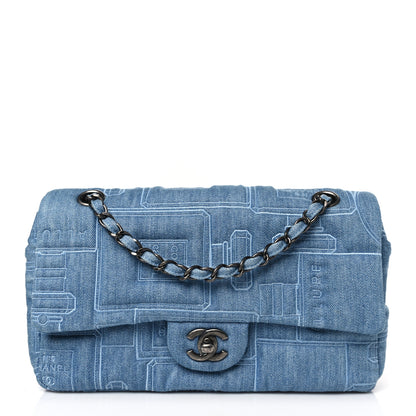 Chanel Denim Embroidered Medium Perfume Bottle Flap Light Blue 1 of 9
