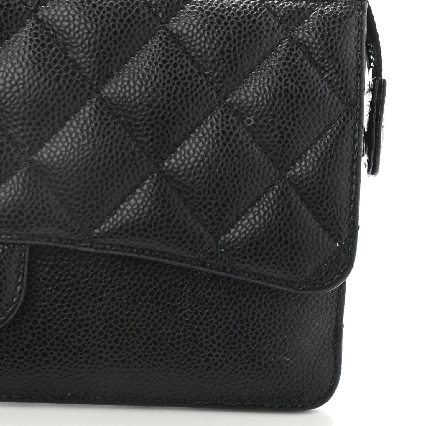Caviar Quilted Classic Pouch With Handle Black
