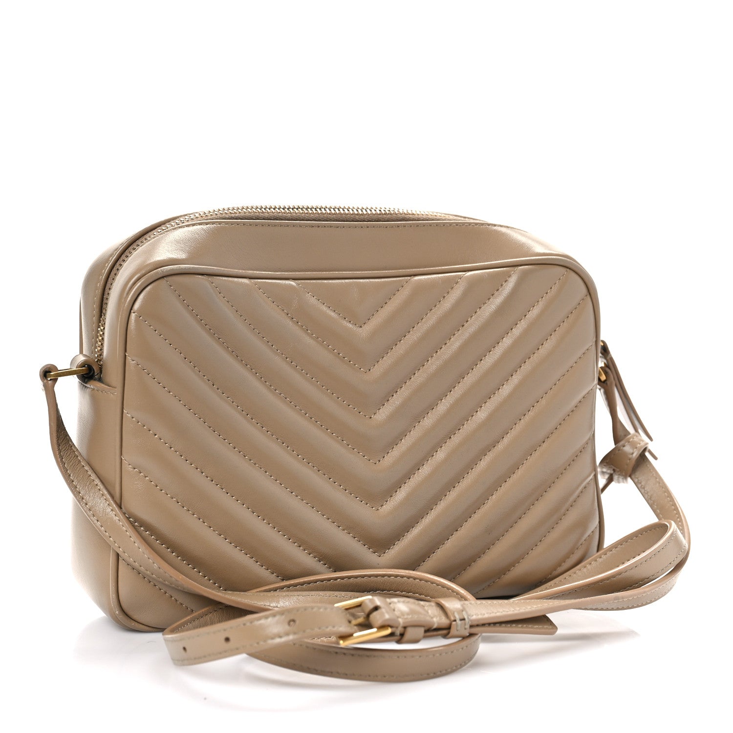 Saint Laurent Calfskin Matelasse Monogram Lou Camera Bag Dark Beige 2 of 7