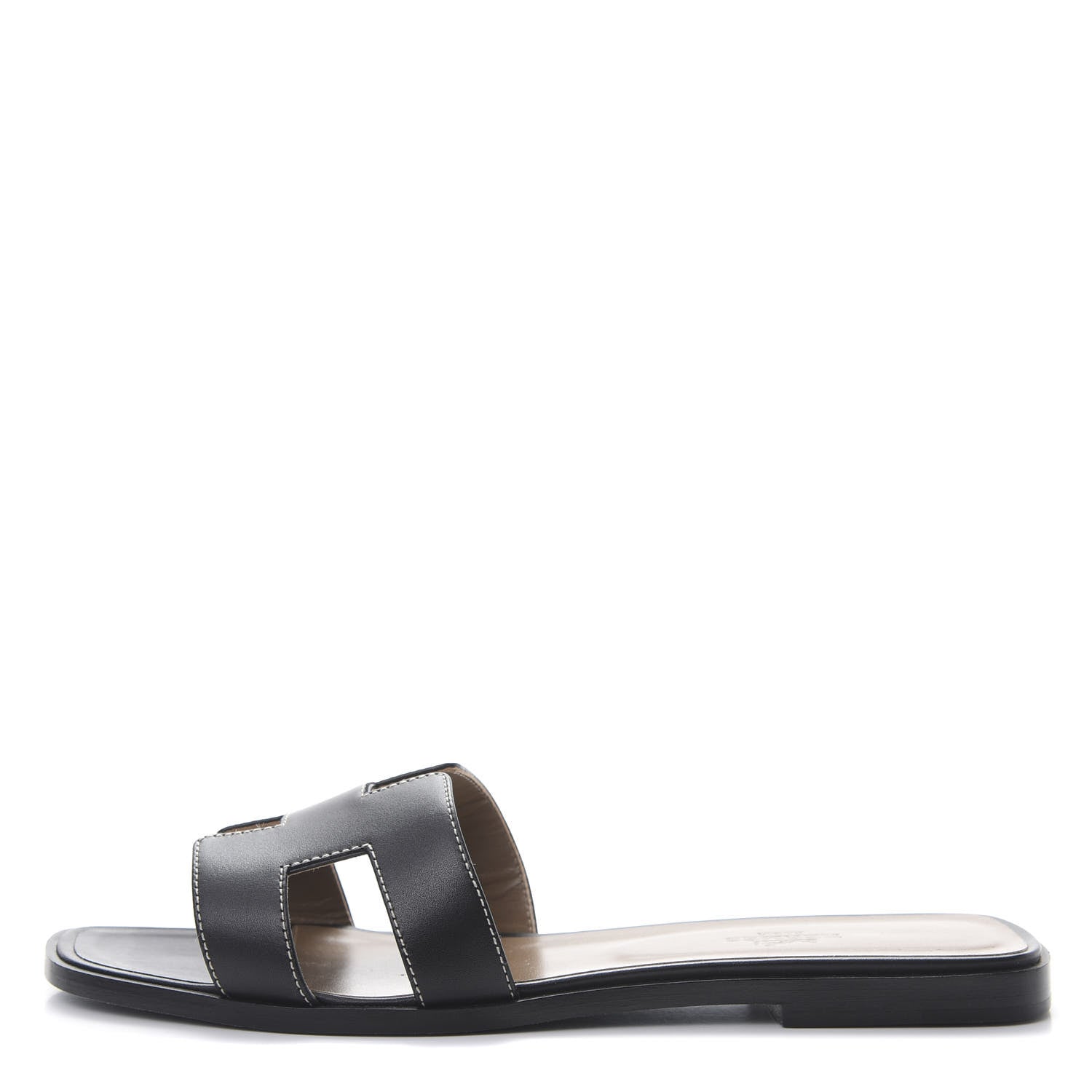 Hermes Box Calfskin Oran Sandals 40 Black 1 of 9
